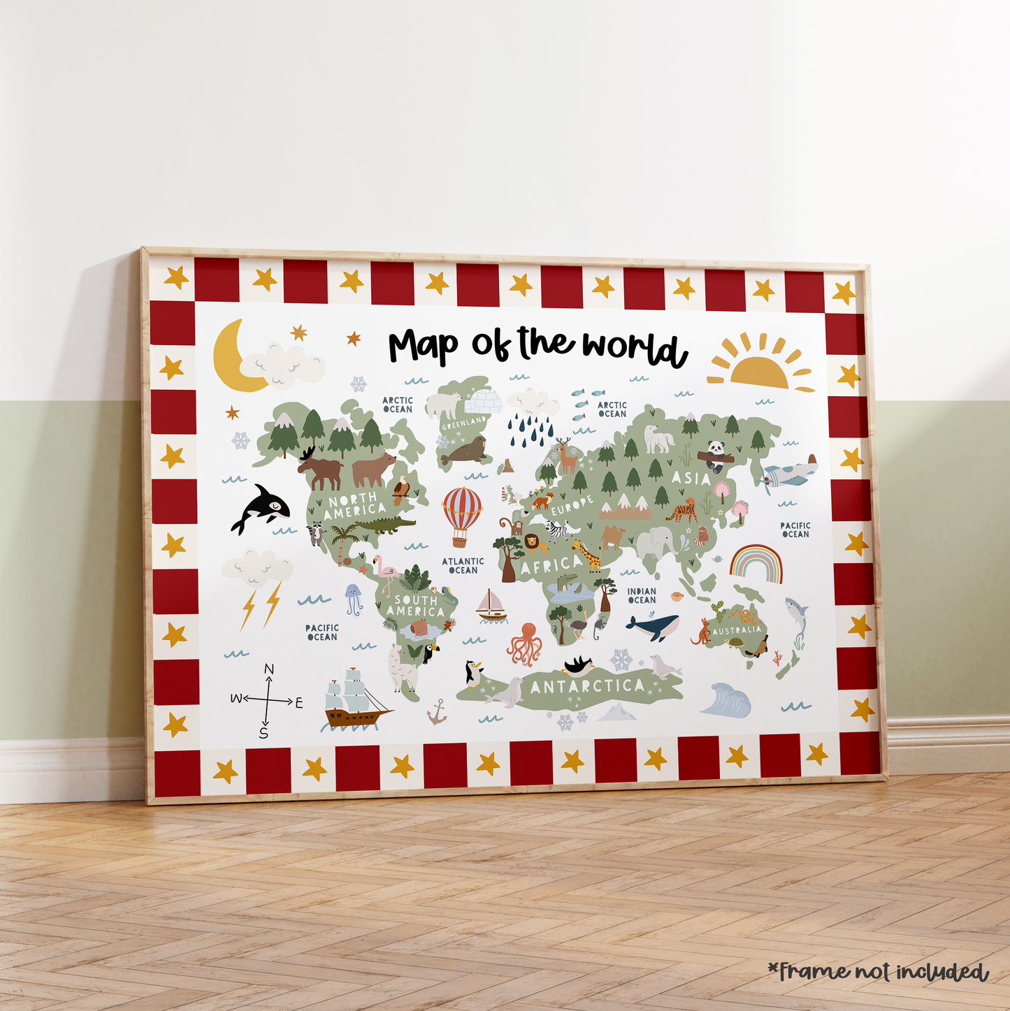 Retro Map of the World Print