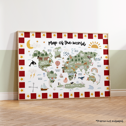 Retro Map of the World Print