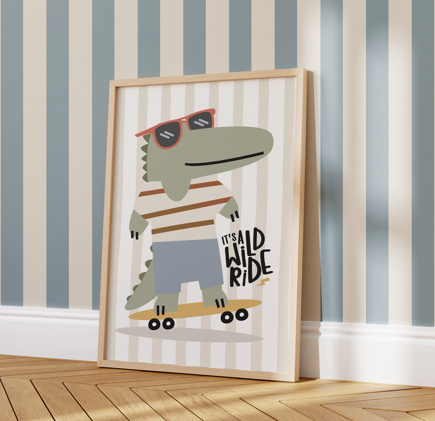 "It's a Wild Ride" Skateboarding Crocodile Print