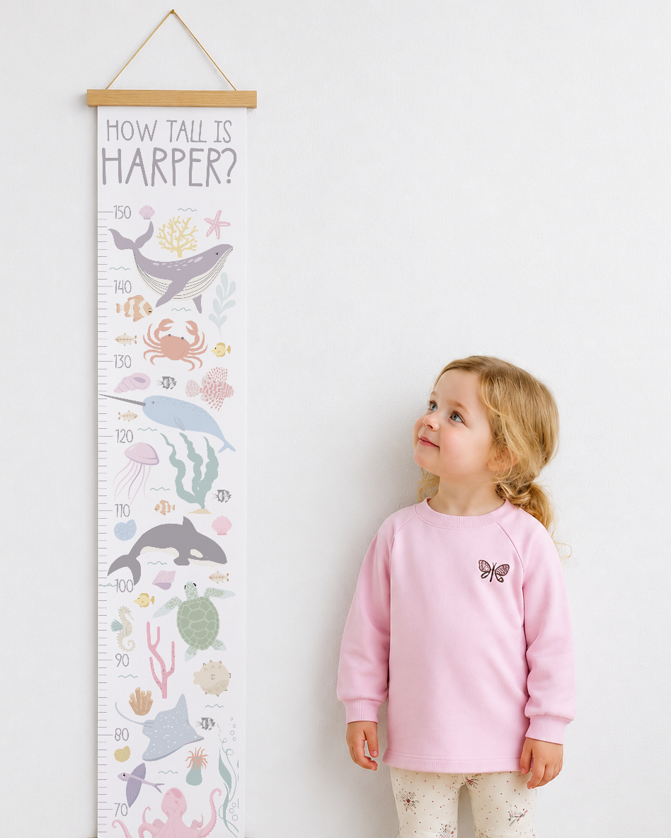 Personalised Pastel Ocean Height Chart