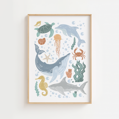 Ocean Animals Print for Kids Room