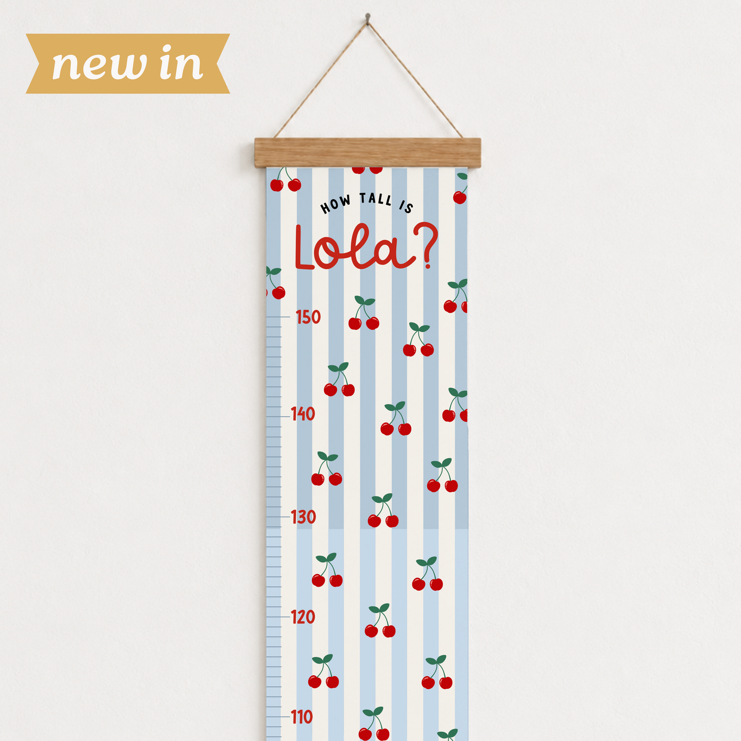 Personalised Cherry Stripe Height Chart