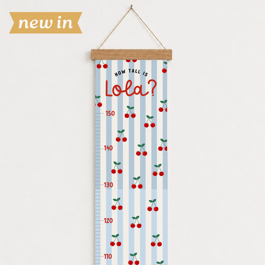 Personalised Cherry Stripe Height Chart