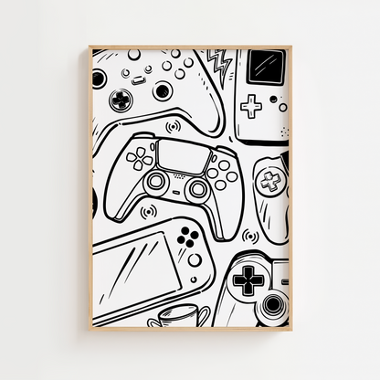 Gaming Doodle Print