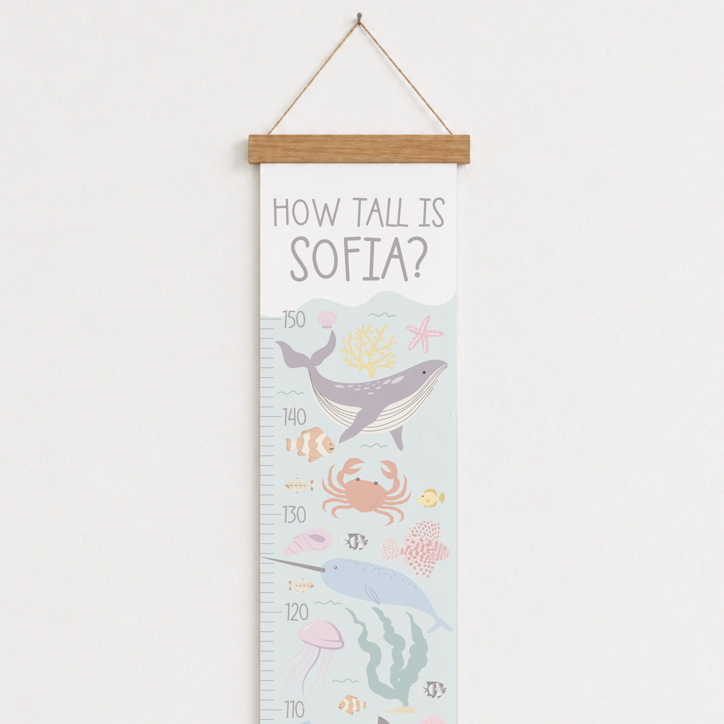 Personalised Pastel Ocean Height Chart