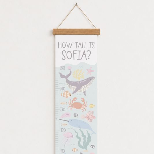 Personalised Pastel Ocean Height Chart