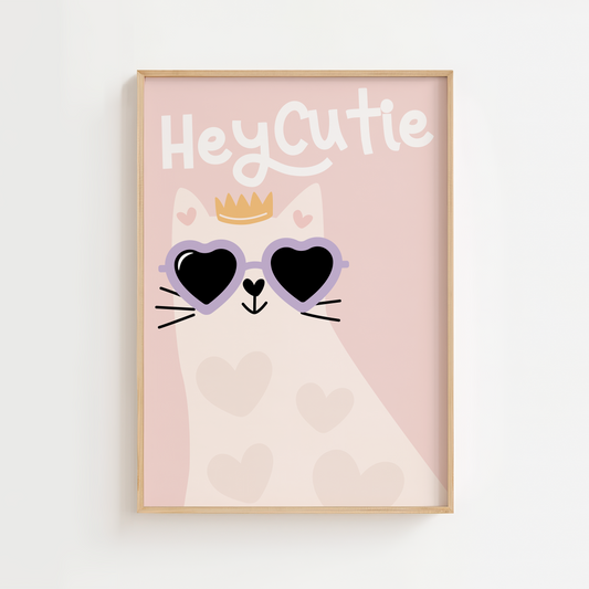 Hey Cutie Cat Print