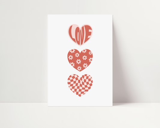 Retro Love Heart Print