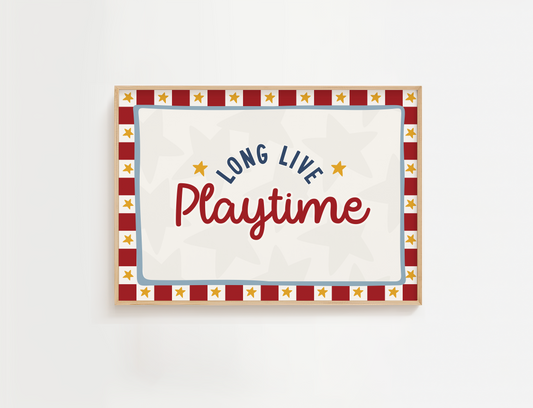 Long Live Playtime Stars Print - Red
