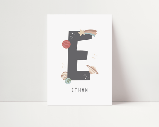 Personalised Space Theme Art Print - Neutral