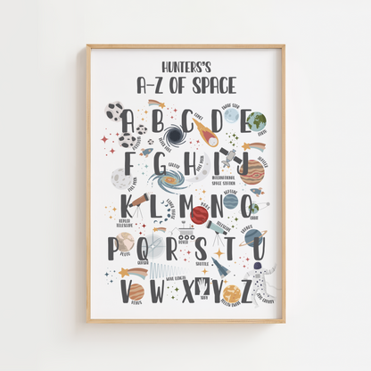 Personalised Space Alphabet Educational Print