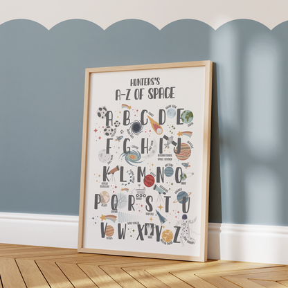 Personalised Space Alphabet Educational Print