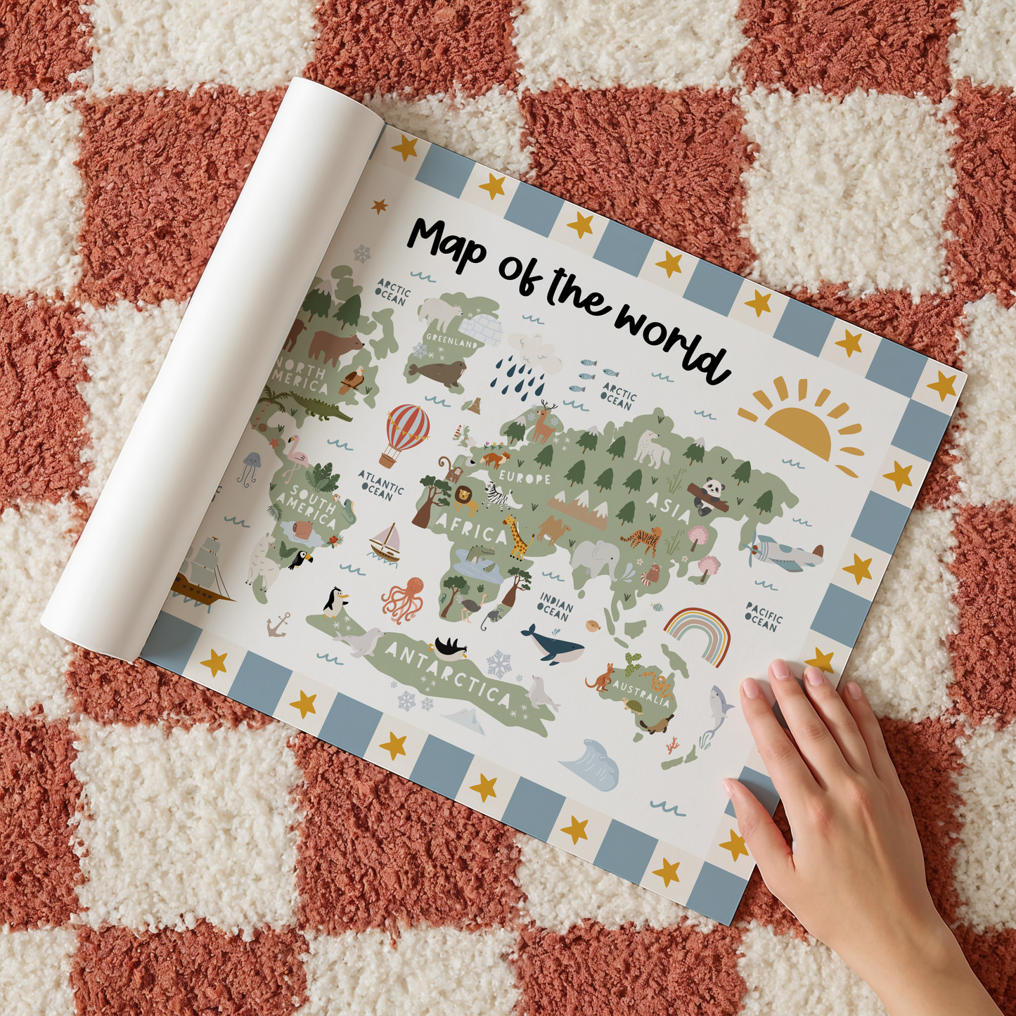 Retro Map of the World Print