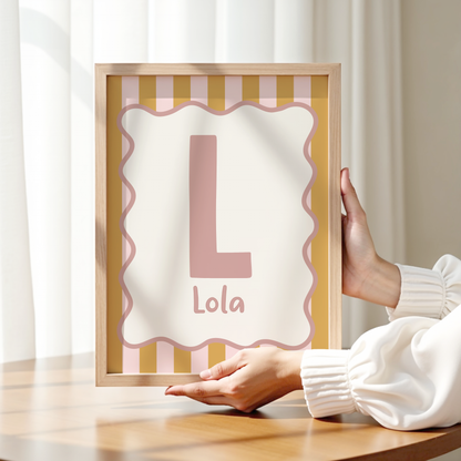 Wavy/Stripe Initial Print - Choose Your Own Colours