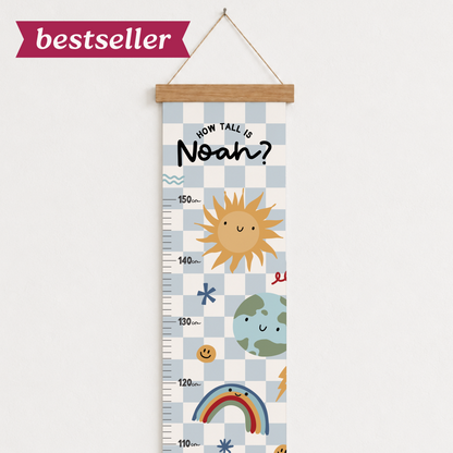 Personalised Sunshine Height Chart Print -  Blue