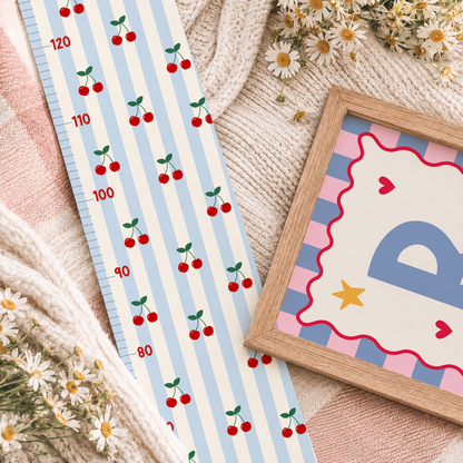 Personalised Cherry Stripe Height Chart