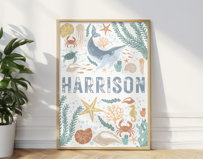 Personalised Ocean Name Print
