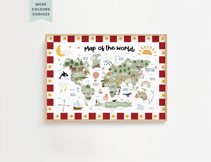 Retro Map of the World Print