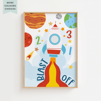 Blast Off Rocket Wall Art – Bright