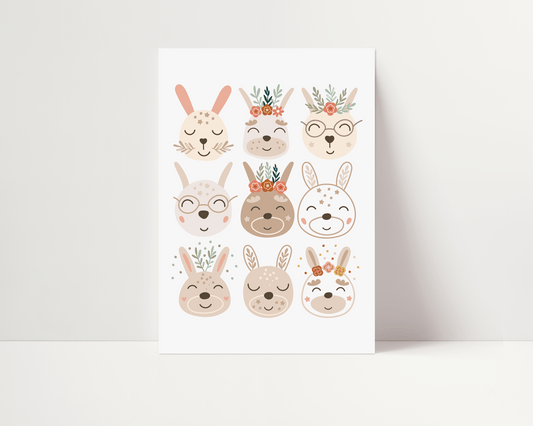 Scandi Bunnies Art Print
