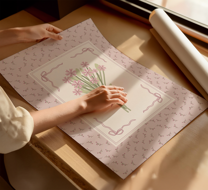 Vintage Floral Bouquet Print for Girls Nursery