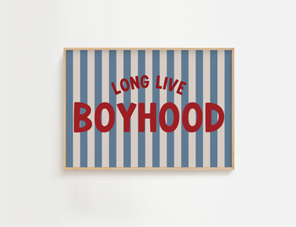 Stripe Long Live Boyhood Stars Print - Blue/Red/Stone