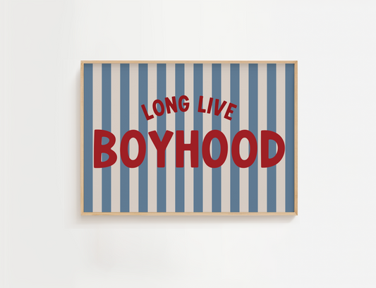 Stripe Long Live Boyhood Stars Print - Blue/Red/Stone