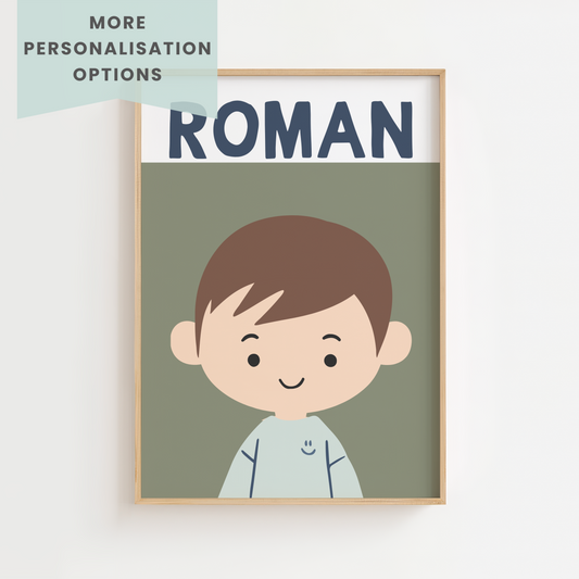 Fully Customisable Boys Portrait Print