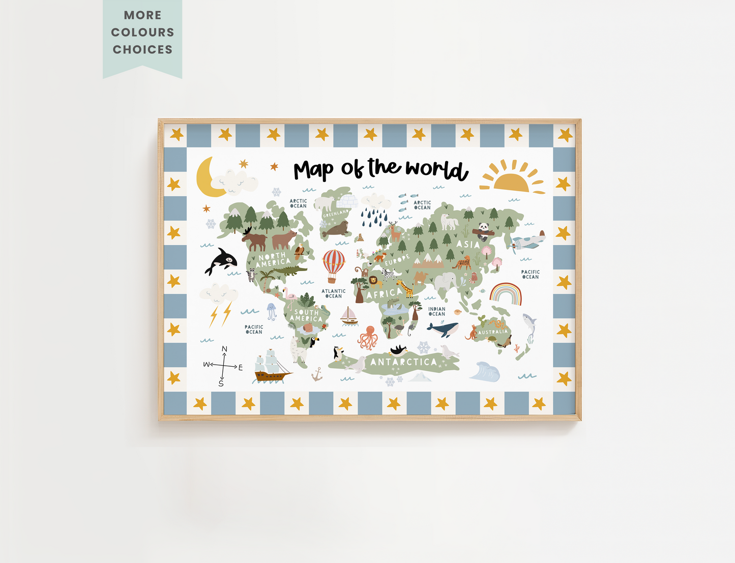 Retro Map of the World Print