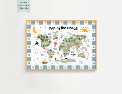 Retro Map of the World Print