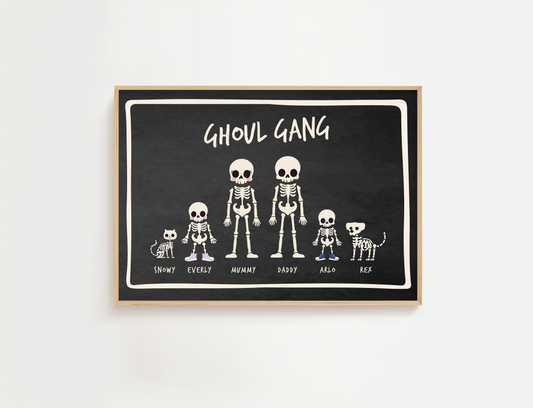 Personalised Family Skeleton Print Halloween Print