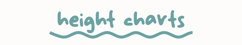 The words 'height charts' in a teal handwritten-style font with a wavy line underneath, on a plain white background.