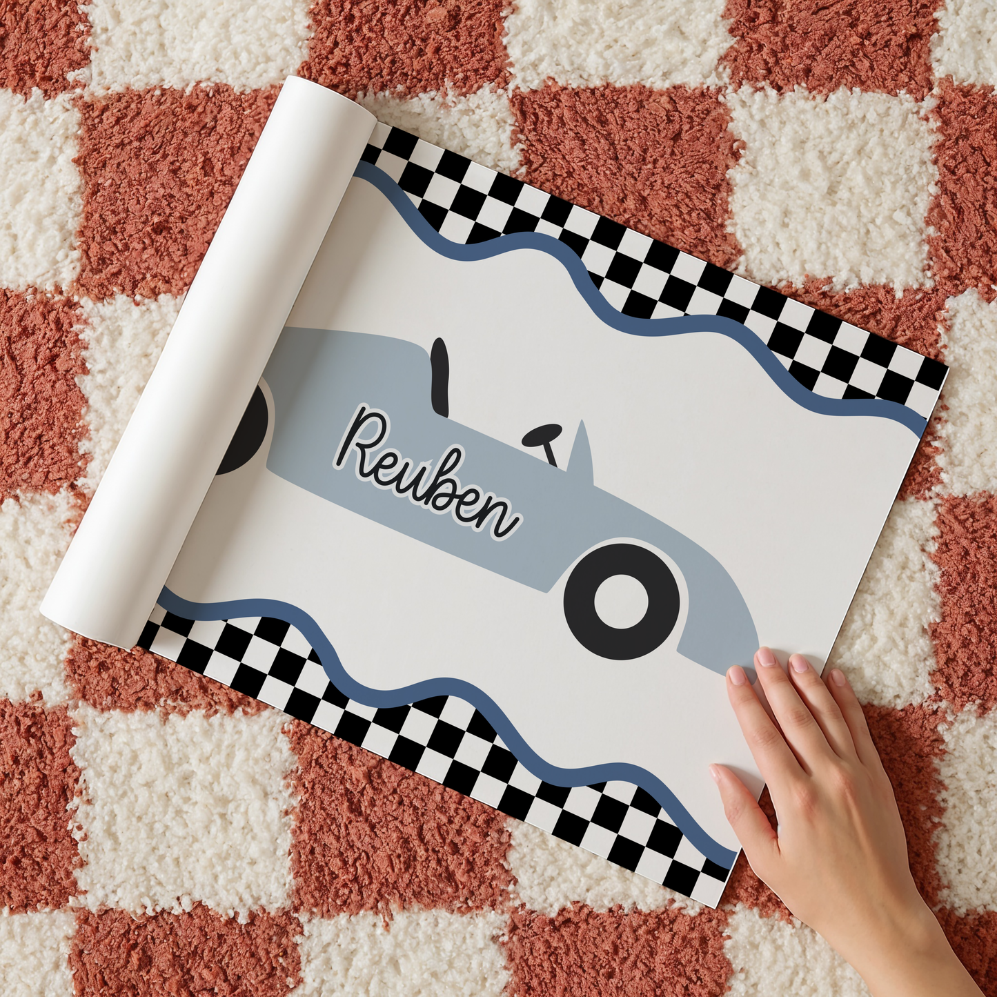 Personalised Retro Race Car Print