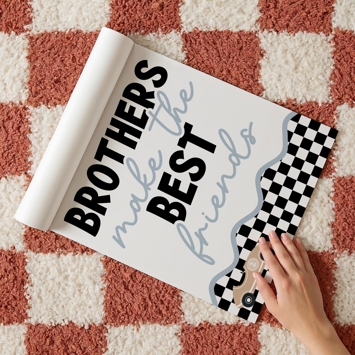 Brothers Make The Best Friends Retro Racer Print