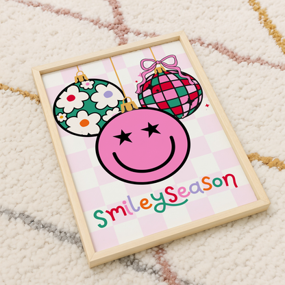 Cool Smile Christmas Baubles Print
