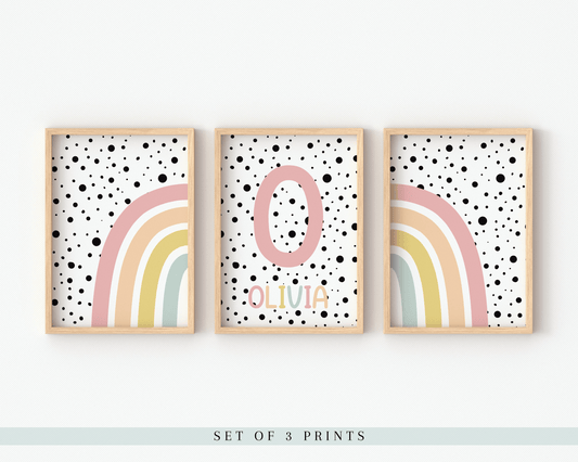 Copy of Set Of 3 Personalised Polka Dot Rainbow Prints