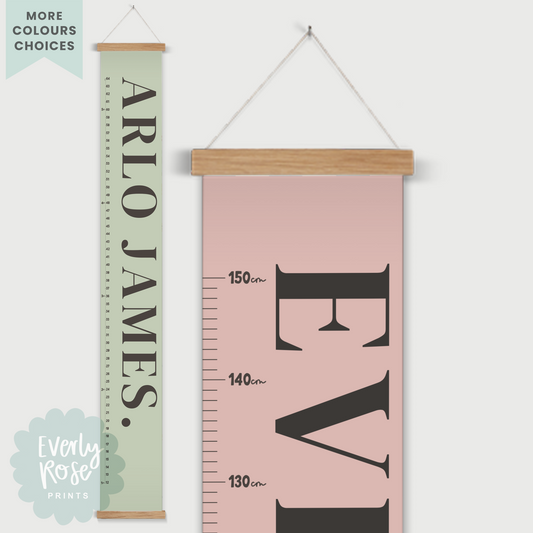 Personalised Name Height Chart Print