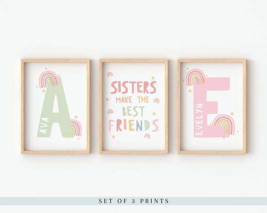 Set Of 3 Sibling Playroom Prints - Pastels