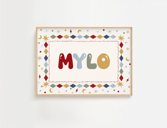 Vintage Inspired Colours Personalised Name Print