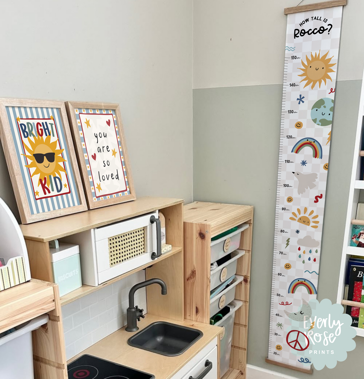 Personalised Sunshine Height Chart Print -  Beige