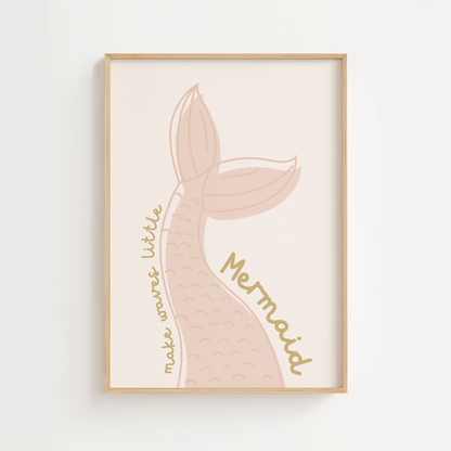 "Make Waves Little Mermaid" Boho Mermaid Print