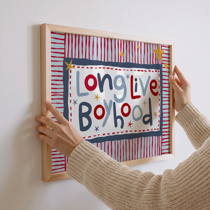 Long Live Boyhood Print - Red & Blue