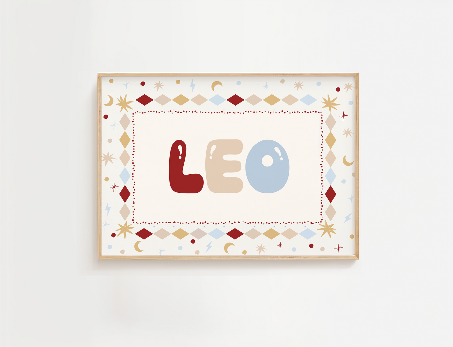 Heritage Red & Blue Personalised Name Print