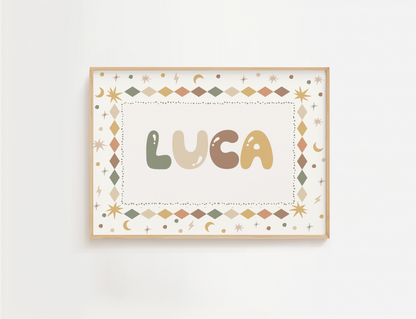 Vintage Earth Personalised Name Print