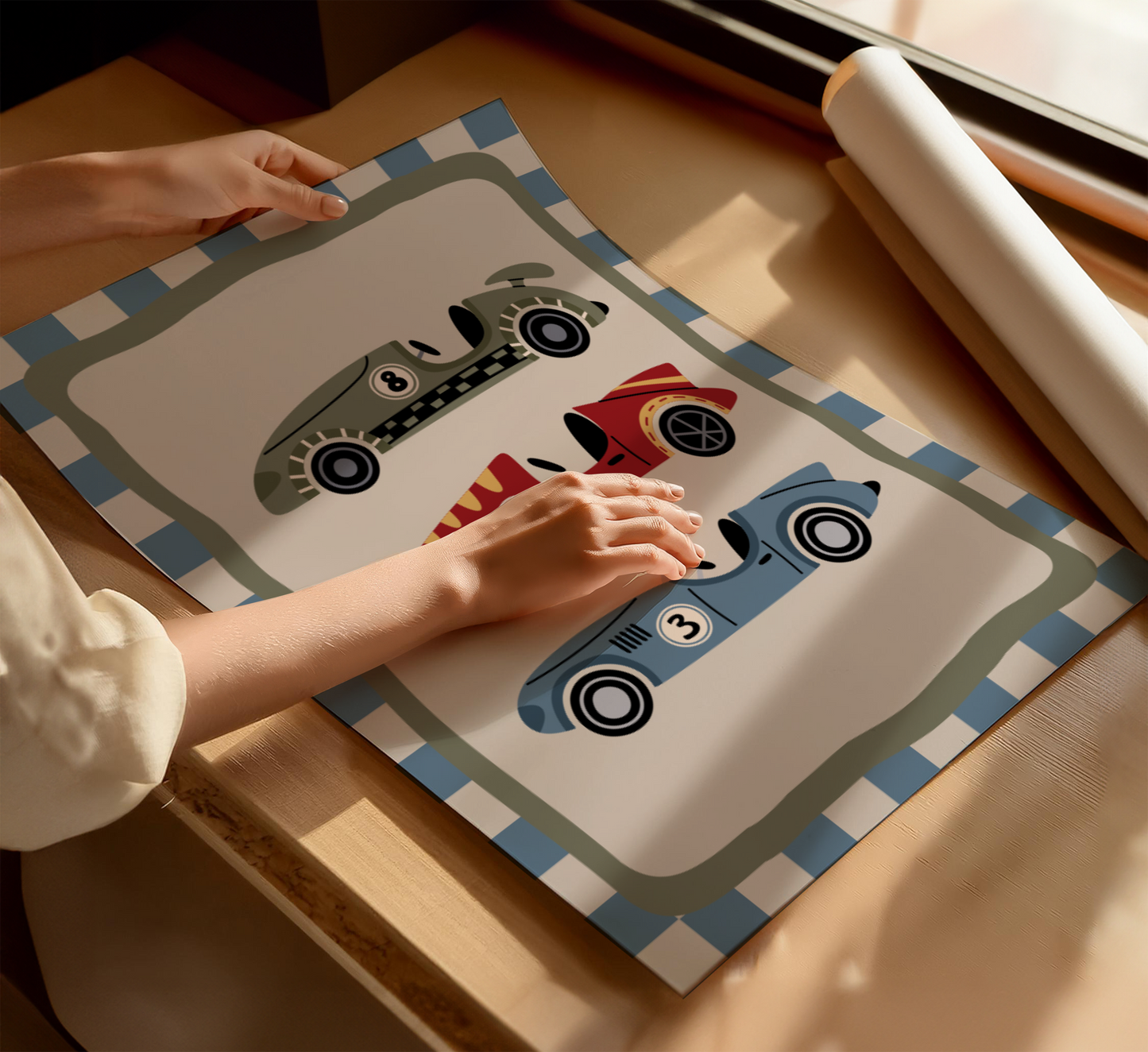 Speedster Race Car Trio Print With Border