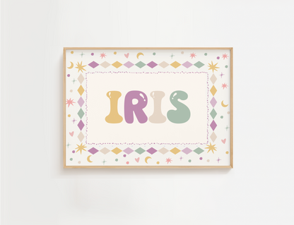 Pastel Meadow Personalised Name Print