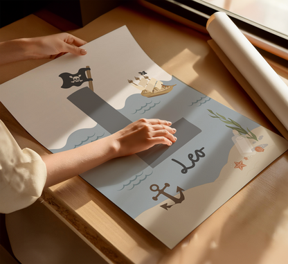 Personalised Pirate Initial Name Print