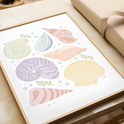 Dreamy Pastel Mermaid Shells Print