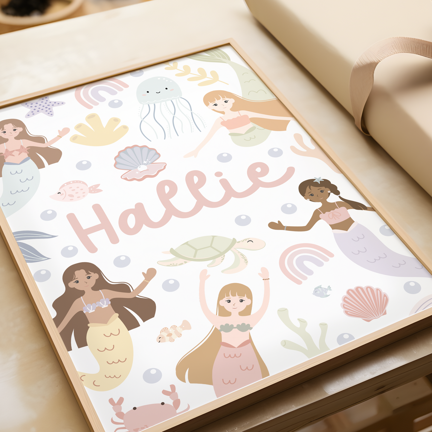Personalised Pastel Mermaid Print