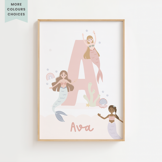 Personalised Pastel Mermaid Print